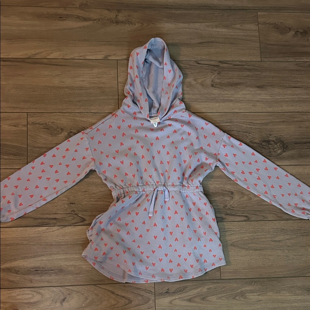 Hanna Andersson Gray Hoodie with Pink Heart Pattern